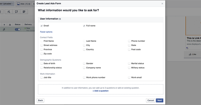Facebook Lead Ads Form